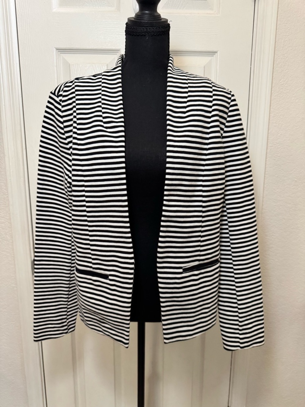 Black and White Striped Blazer